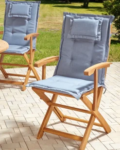 Set di 2 sedie da giardino con cuscini MAUI II Legno d'acacia Blu