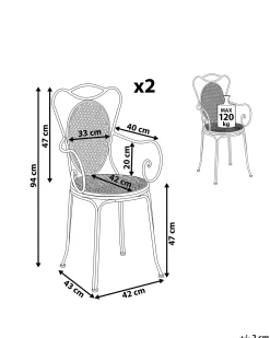 Set di 2 sedie da giardino CILENTO Metallo Grigio