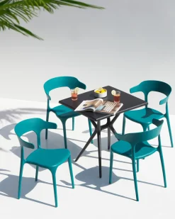 Set di 4 sedie da giardino GUBBIO Foglia di tè