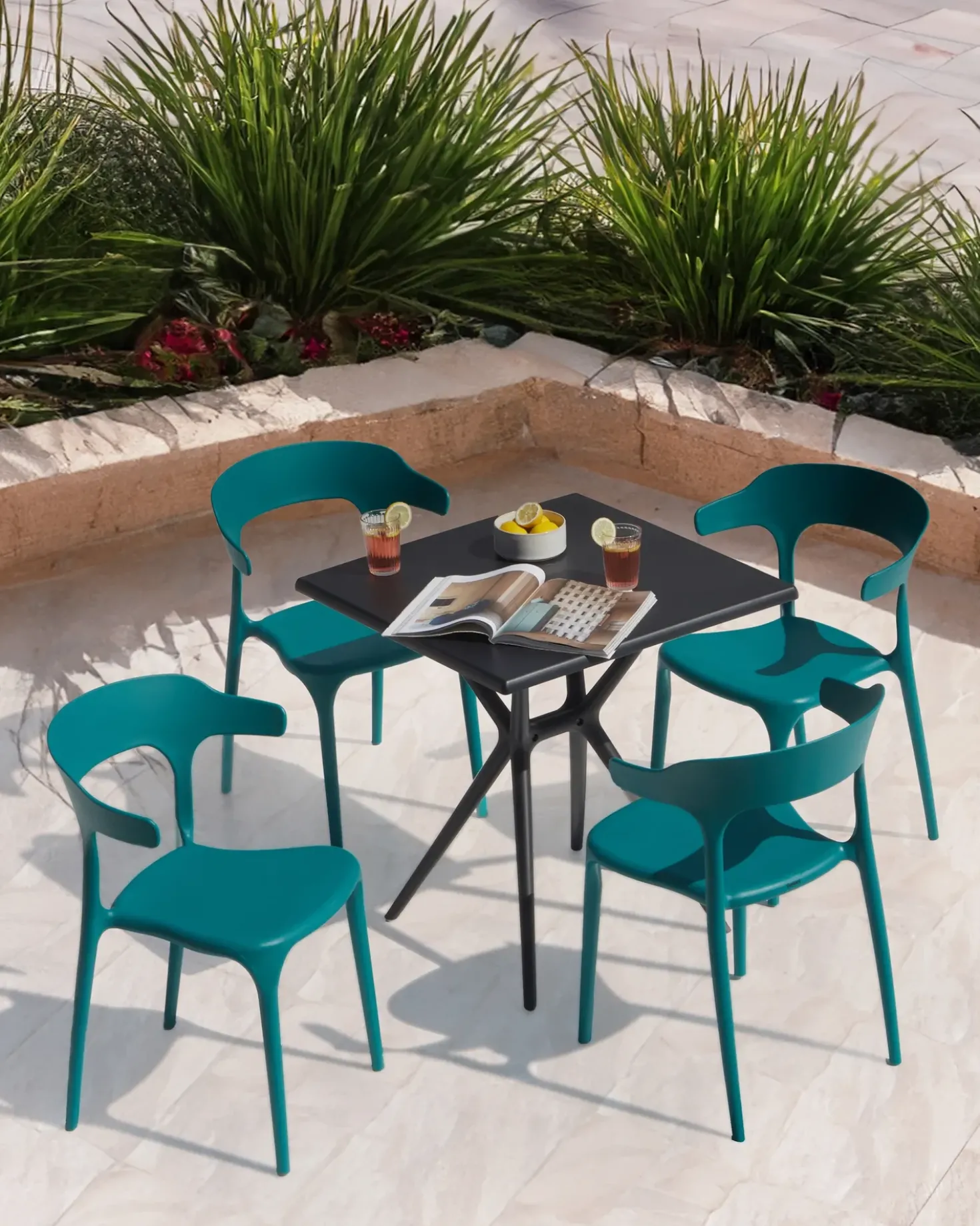 Set di 4 sedie da giardino GUBBIO Foglia di tè