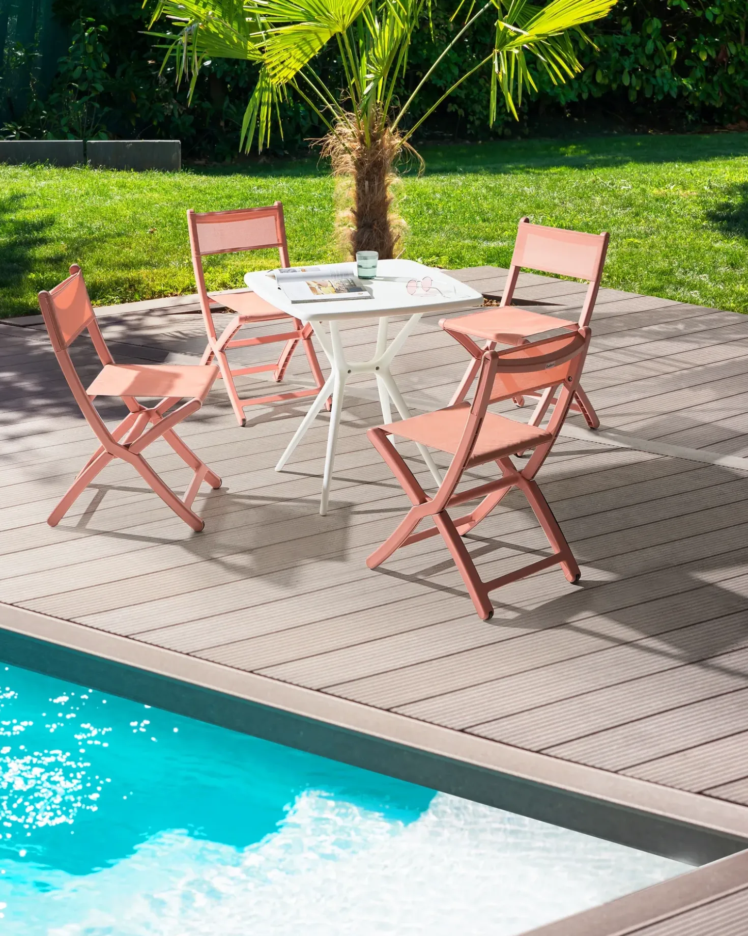 Set di 4 sedie da giardino TALCA Pieghevole Corallo