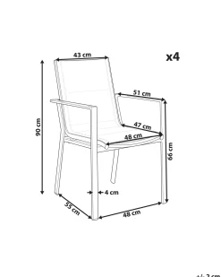 Set di 4 sedie da giardino BUSSETO Metallo Grigio