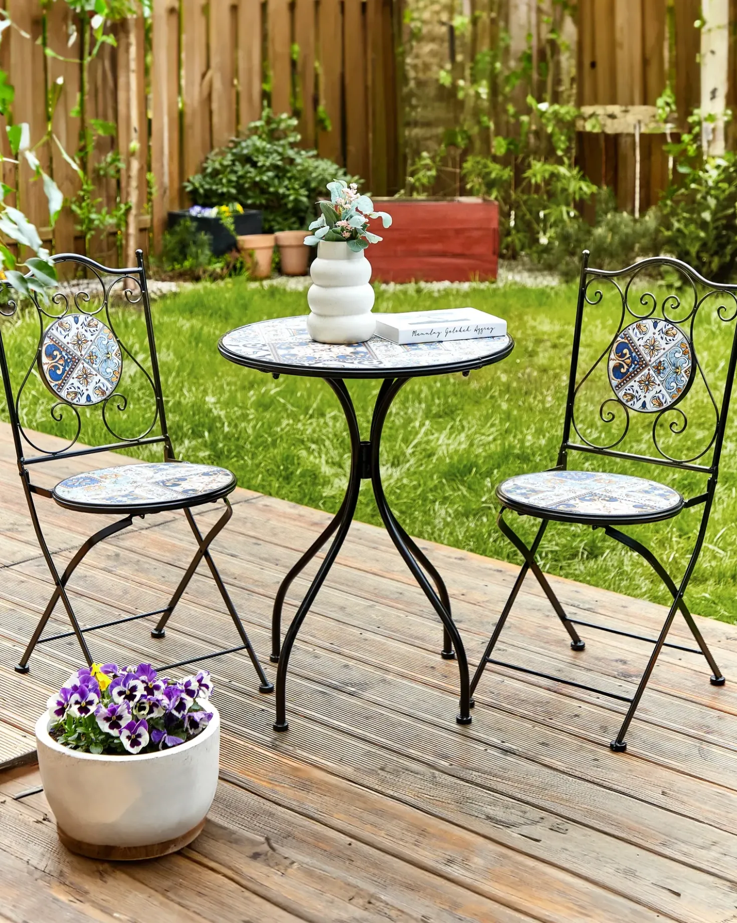 Set di 2 sedie da giardino CIVITA Metallo Nero