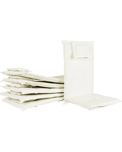 Set di 6 sedie da giardino con cuscini JAVA Legno d'acacia Bianco sporco