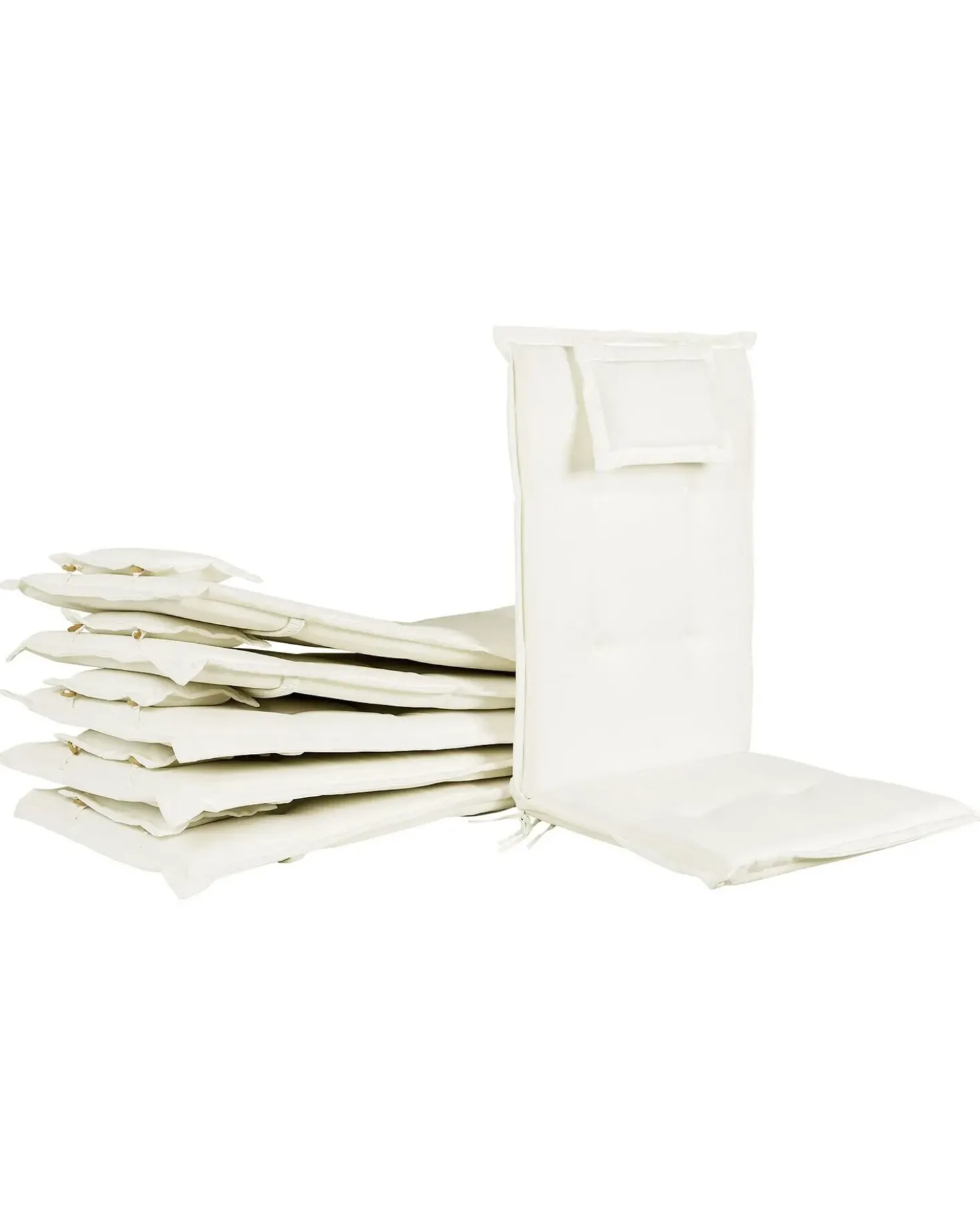 Set di 6 sedie da giardino con cuscini JAVA Legno d'acacia Bianco sporco