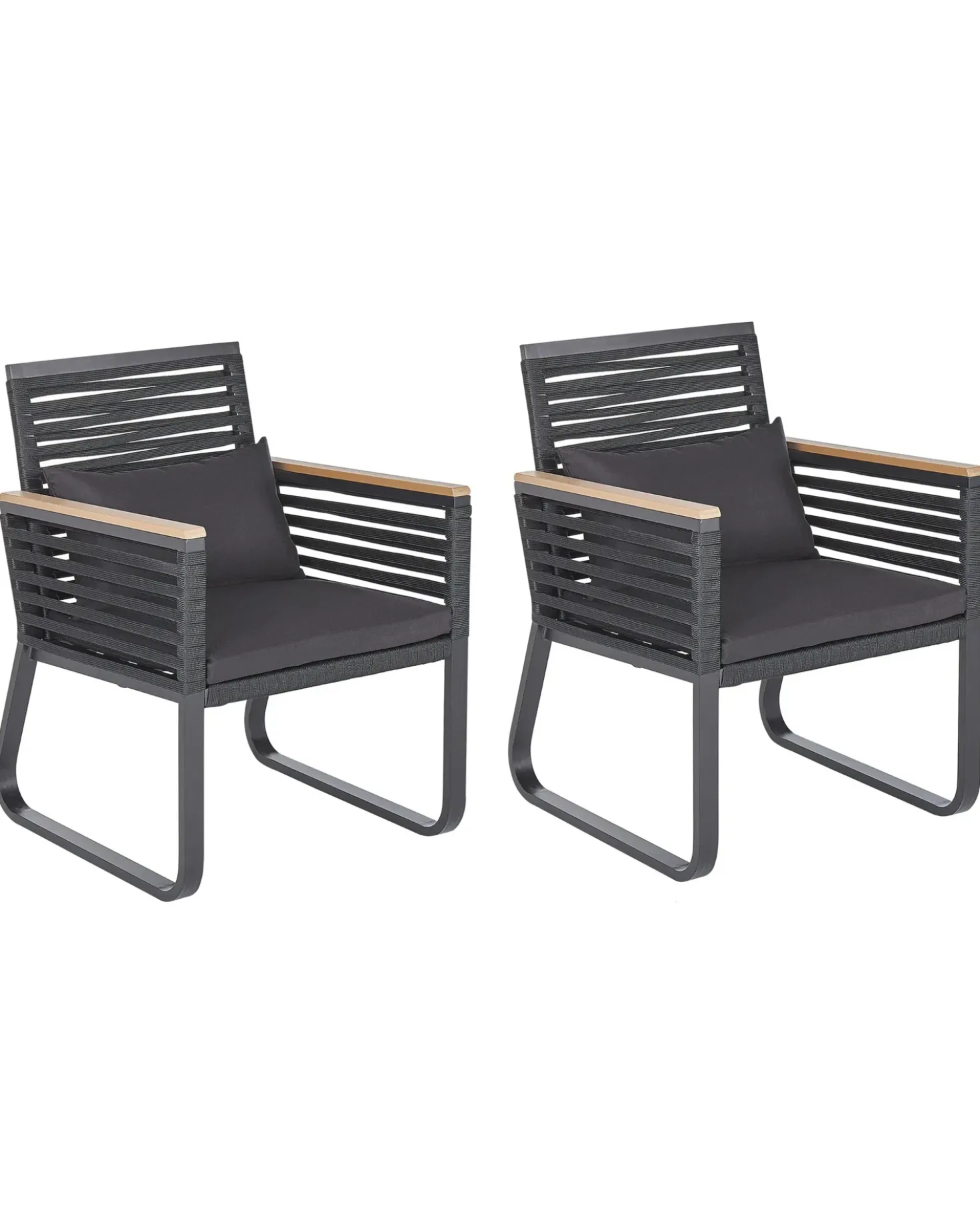 Set di 2 sedie da giardino con cuscini CANETTO Metallo Nero