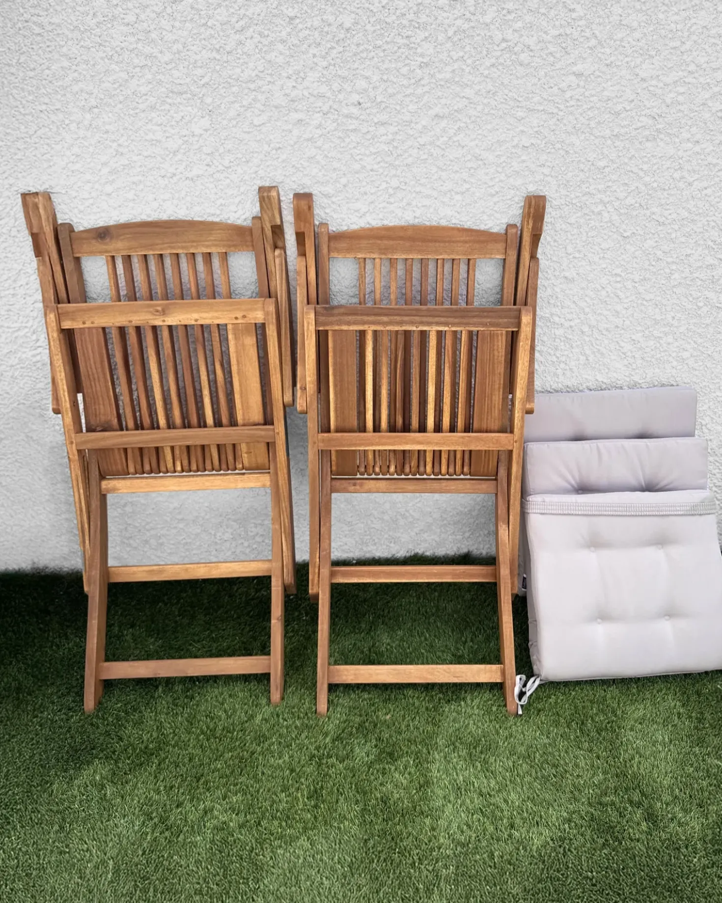 Set di 2 sedie da giardino con cuscini MAUI PREMIUM Legno d'acacia Tortora