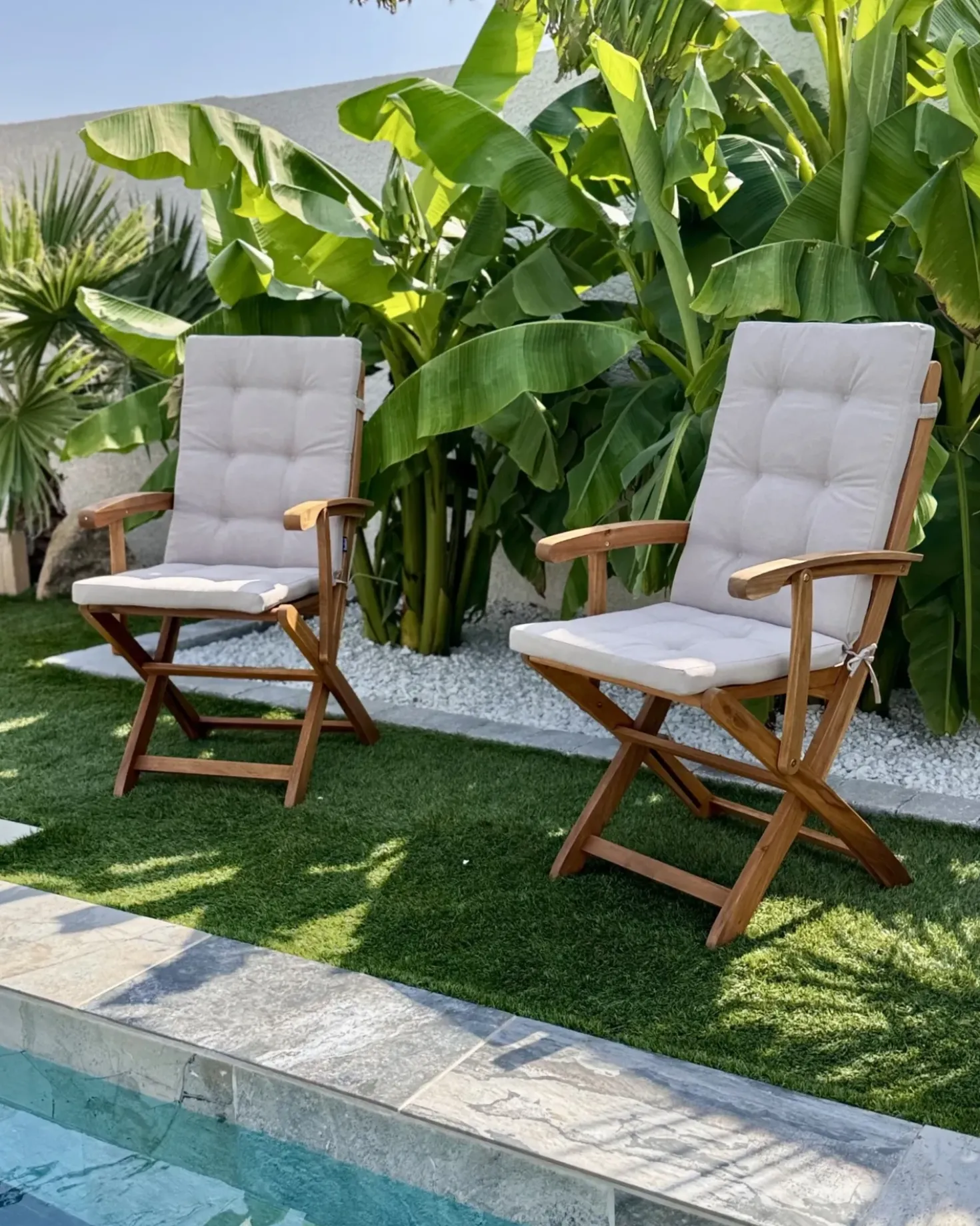 Set di 2 sedie da giardino con cuscini MAUI PREMIUM Legno d'acacia Tortora