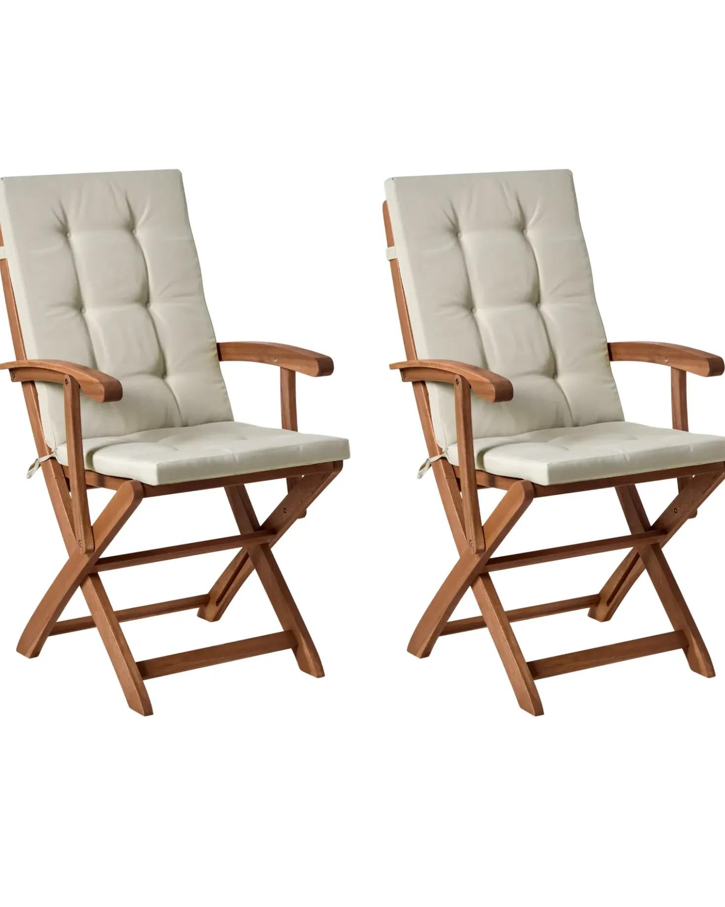 Set di 2 sedie da giardino con cuscini MAUI PREMIUM Legno d'acacia Tortora