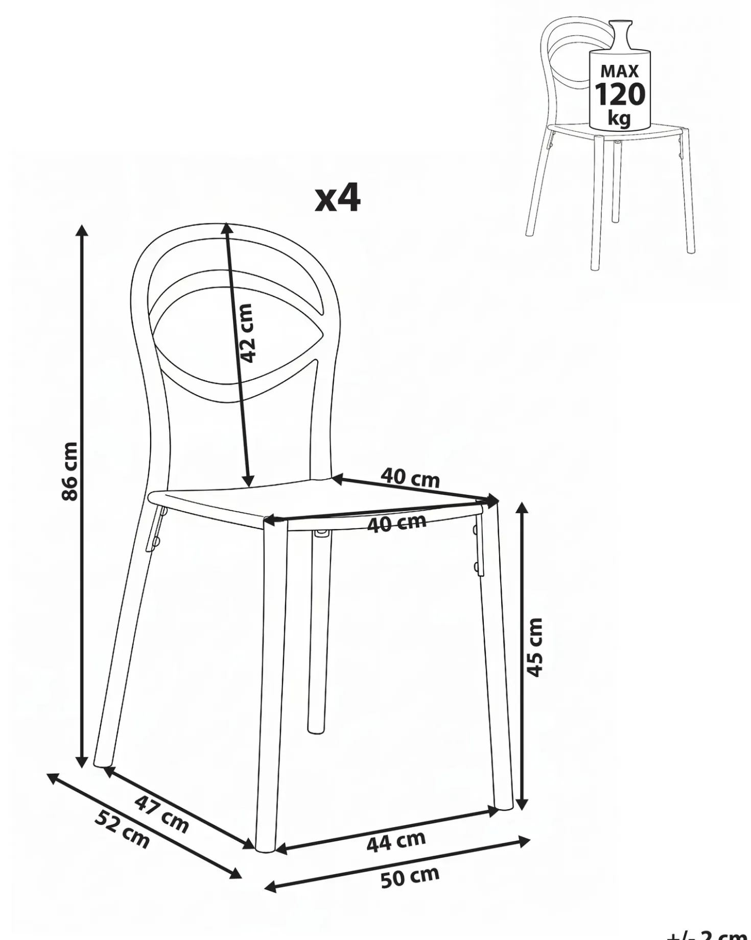 Set di 4 sedie da giardino COVOLO Bianco sporco