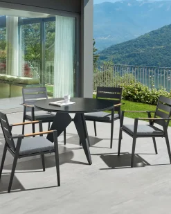 Set di 4 sedie da giardino con cuscini TAVIANO Metallo Nero
