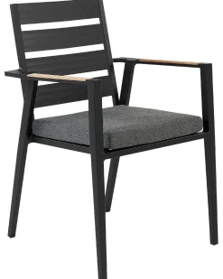 Set di 4 sedie da giardino con cuscini TAVIANO Metallo Nero