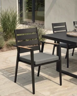 Set di 4 sedie da giardino con cuscini TAVIANO Metallo Nero