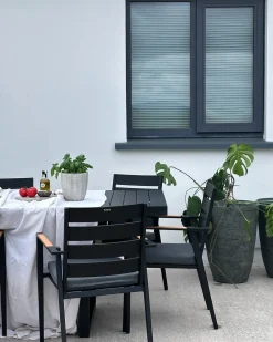 Set di 4 sedie da giardino con cuscini TAVIANO Metallo Nero