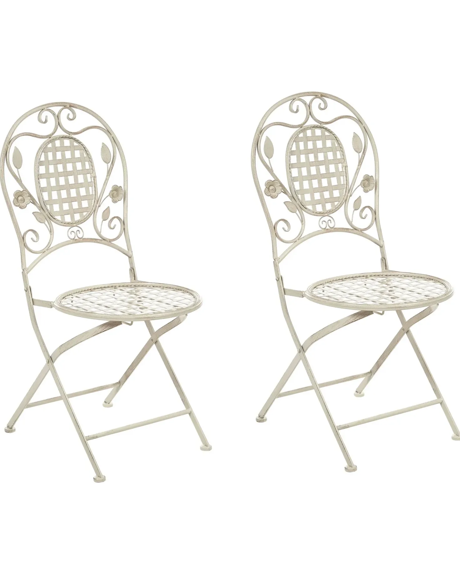 Set di 2 sedie da giardino BIVIO Pieghevole Metallo Bianco sporco
