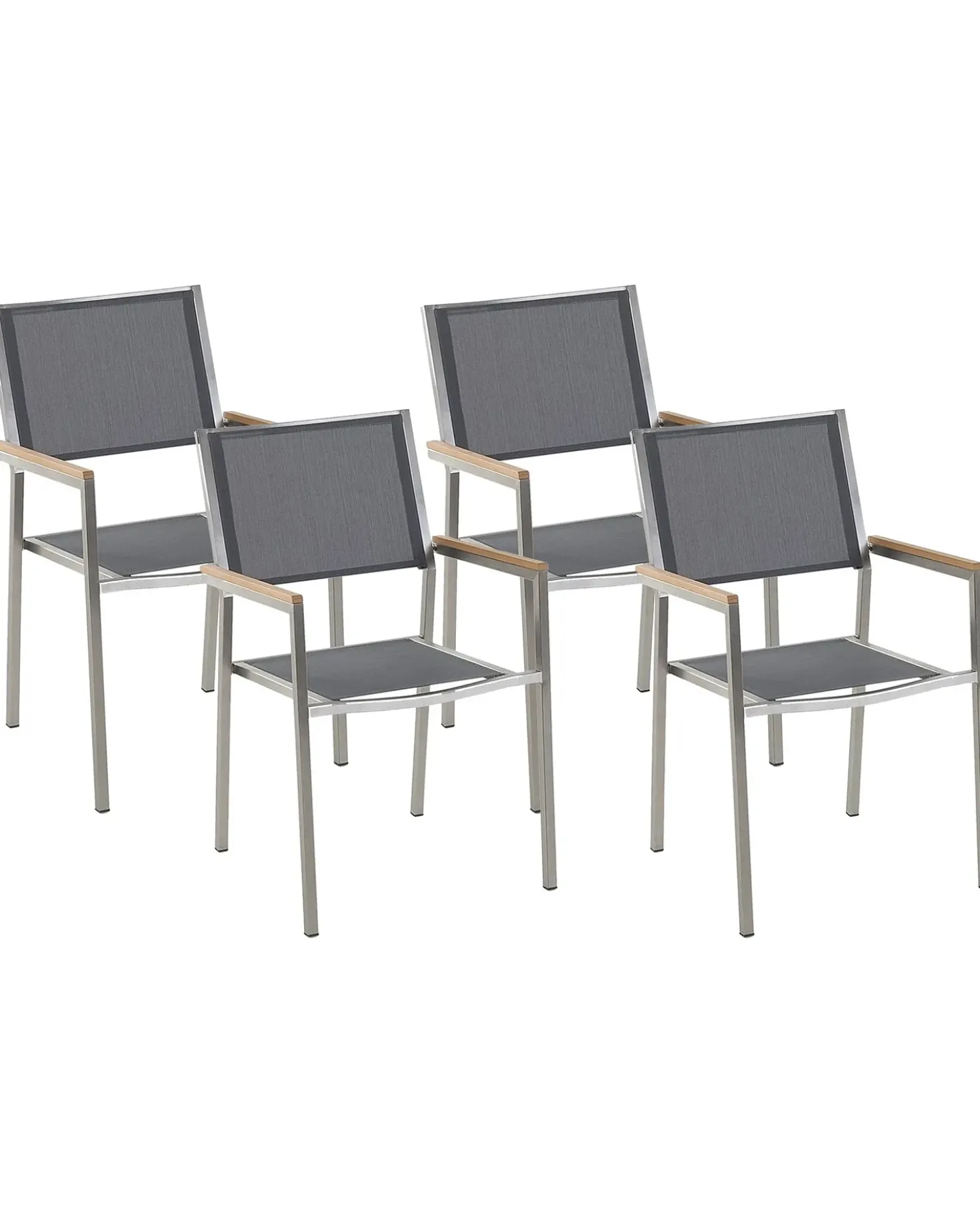 Set di 4 sedie da giardino GROSSETO Acciaio inox Grigio