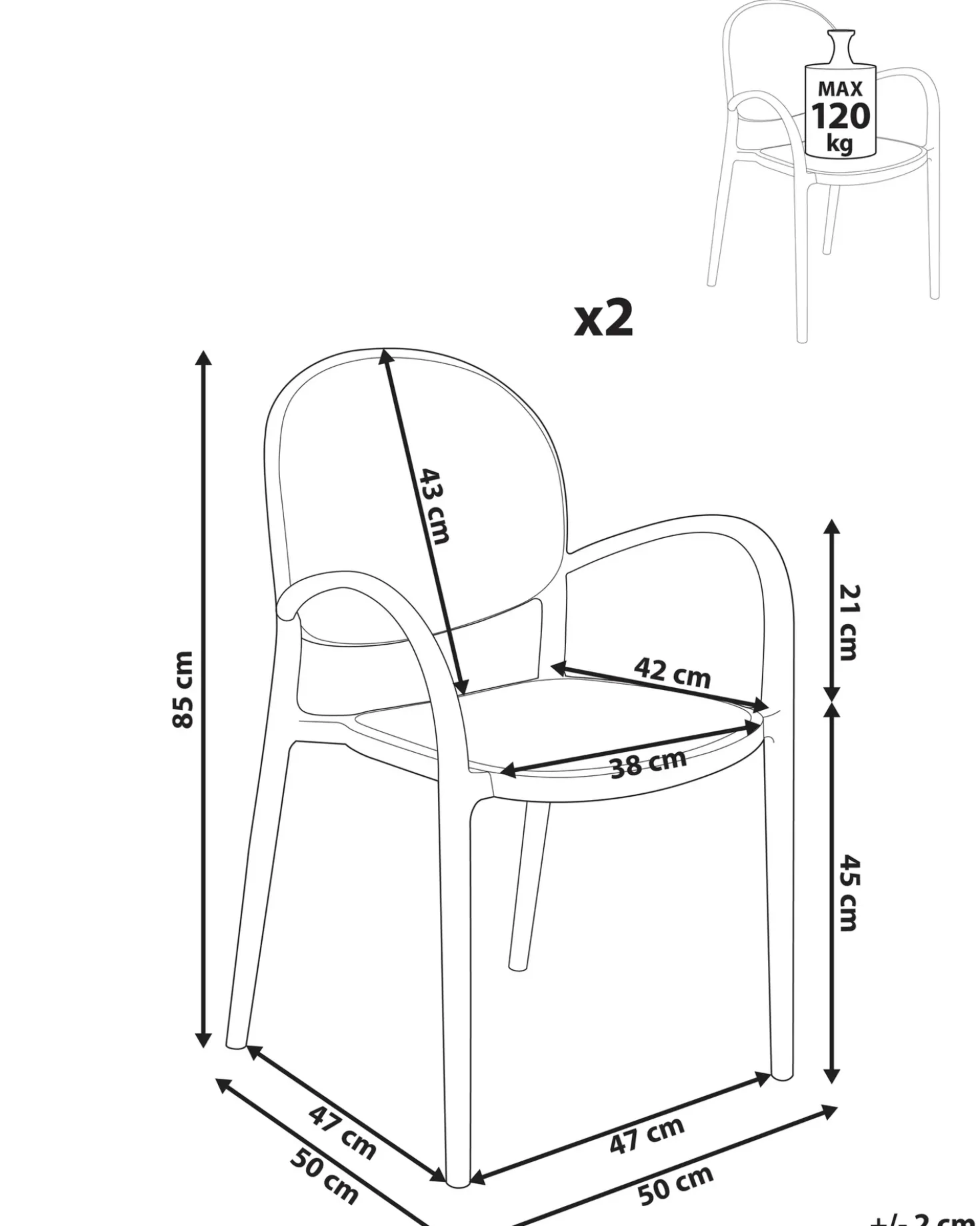 Set di 2 sedie da giardino POVOLETTO Materiale sintetico Marrone chiaro