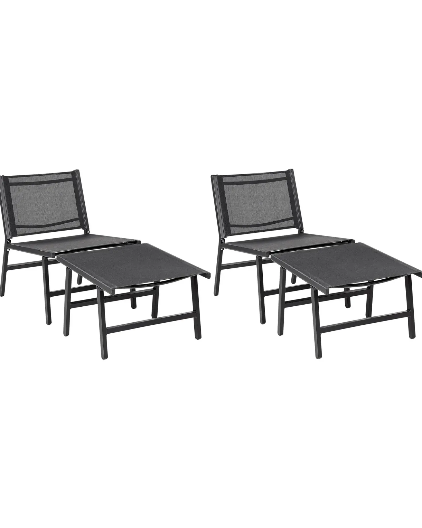 Set di 2 sedie da giardino MARCEDDI con poggiapiedi Metallo Nero
