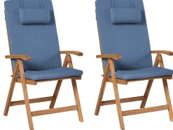 Set di 2 sedie da giardino con cuscini JAVA PREMIUM Legno d'acacia Blu
