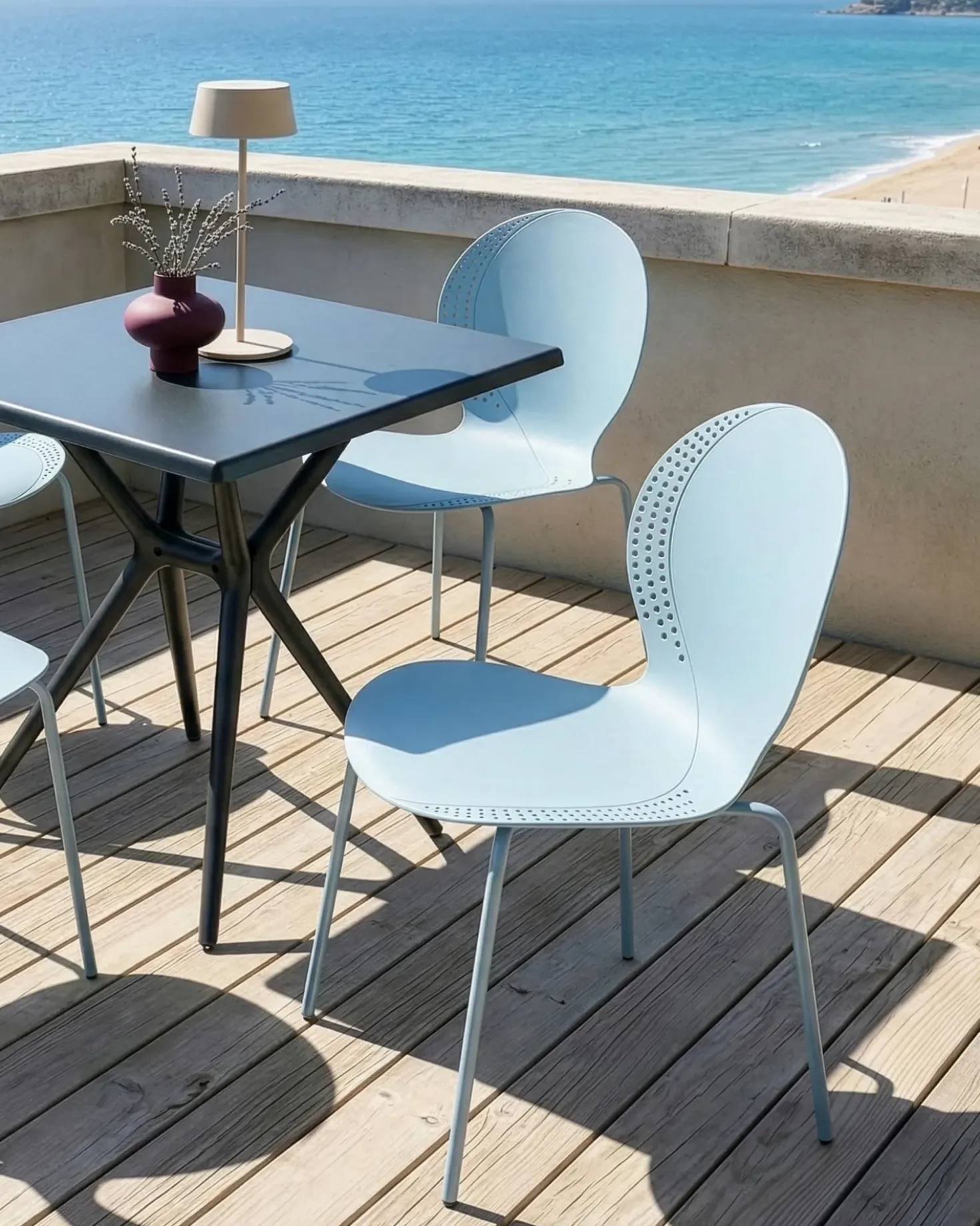 Set di 4 sedie da giardino MILOS Impilabile Azzurro