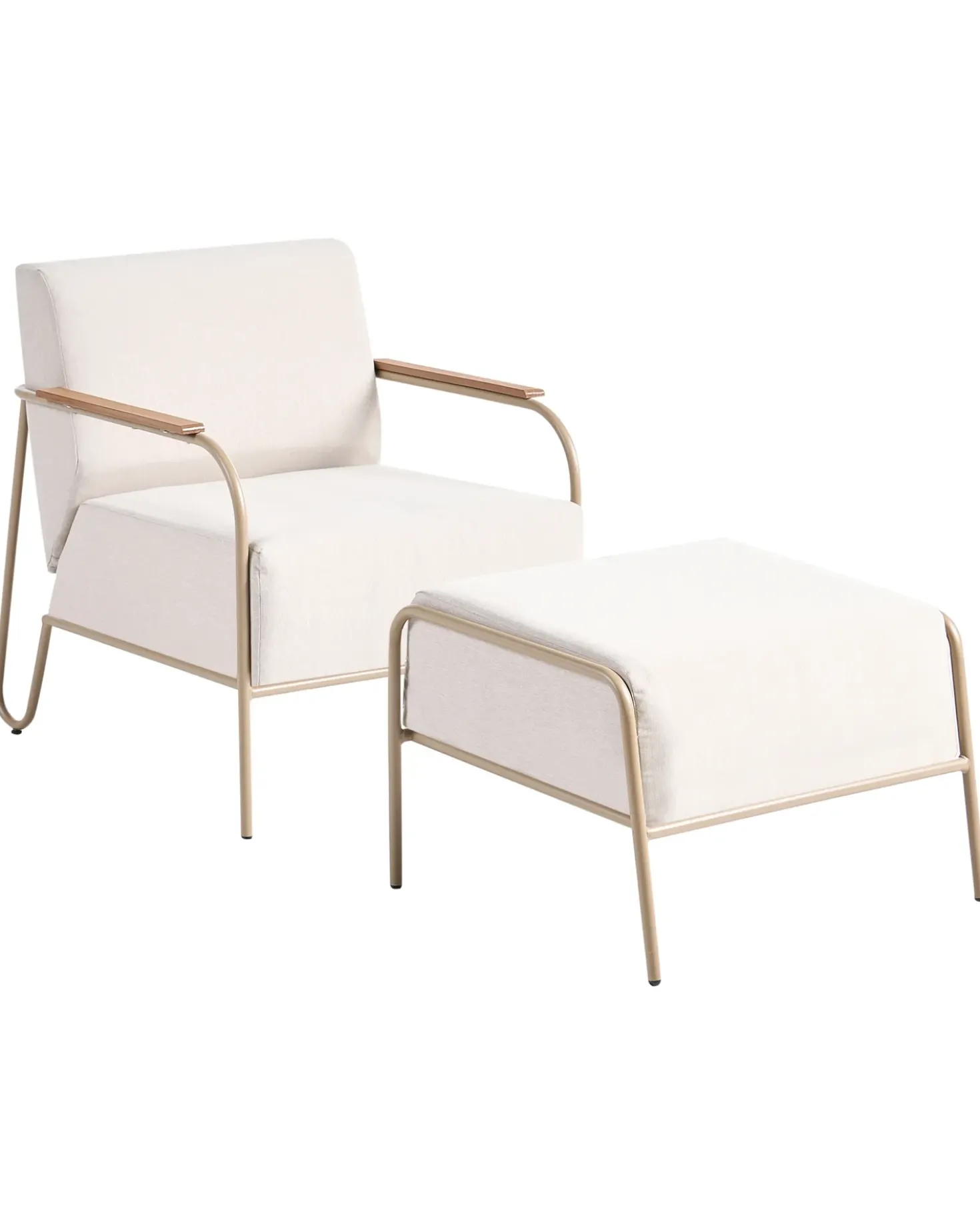 Set di 2 sedie da giardino NIMIS con ottomana Beige chiaro