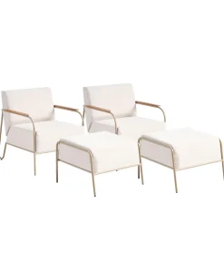 Set di 2 sedie da giardino NIMIS con ottomana Beige chiaro