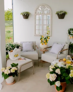 Set di 2 sedie da giardino NIMIS con ottomana Beige chiaro