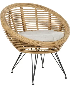 Set di 2 sedie da giardino con cuscini MARATEA Rattan Naturale