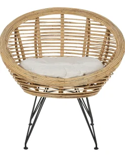 Set di 2 sedie da giardino con cuscini MARATEA Rattan Naturale