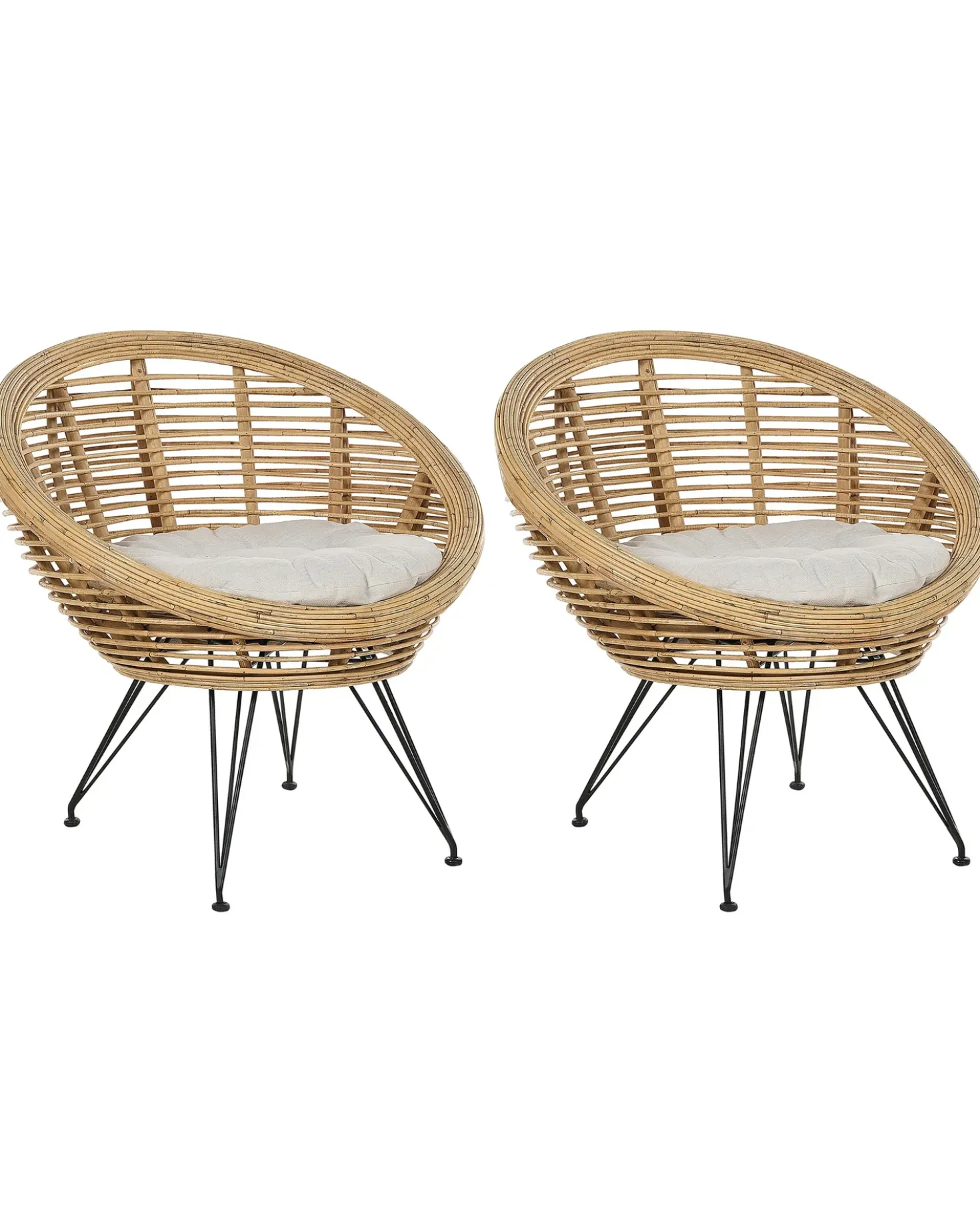 Set di 2 sedie da giardino con cuscini MARATEA Rattan Naturale
