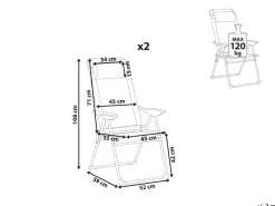 Set di 2 sedie da giardino ASINE Pieghevole Metallo Beige