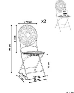 Set di 2 sedie da giardino SCAFA Metallo Bianco