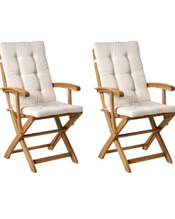 Set di 2 sedie da giardino con cuscini MAUI PREMIUM Legno d'acacia Beige chiaro
