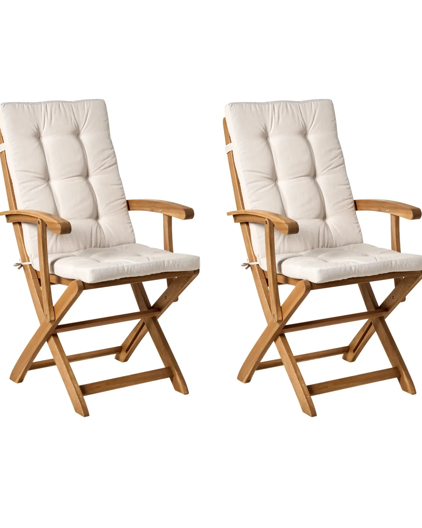 Set di 2 sedie da giardino con cuscini MAUI PREMIUM Legno d'acacia Beige chiaro