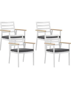 Set di 4 sedie da giardino con cuscini CAVOLI Metallo Grigio