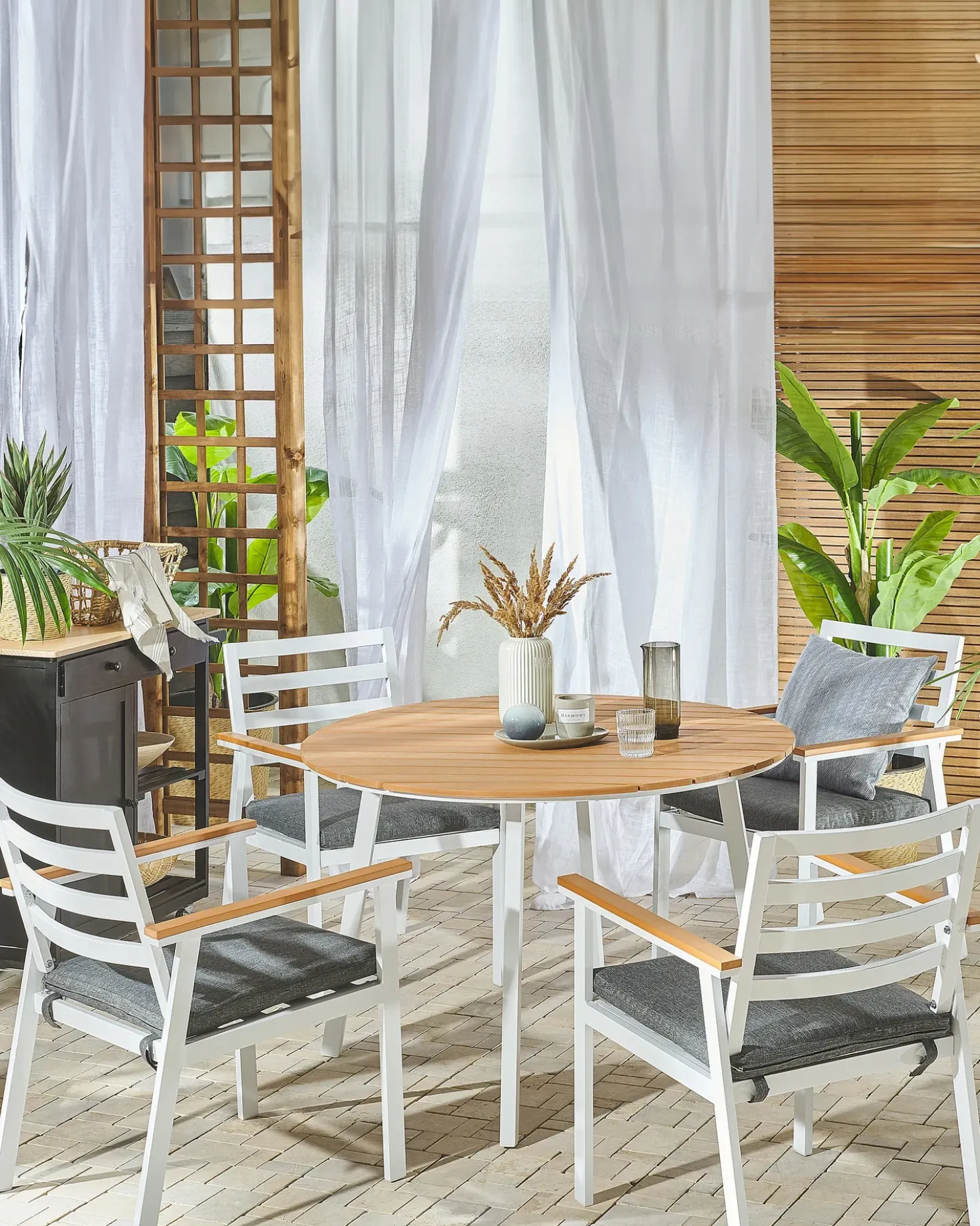 Set di 4 sedie da giardino con cuscini CAVOLI Metallo Grigio