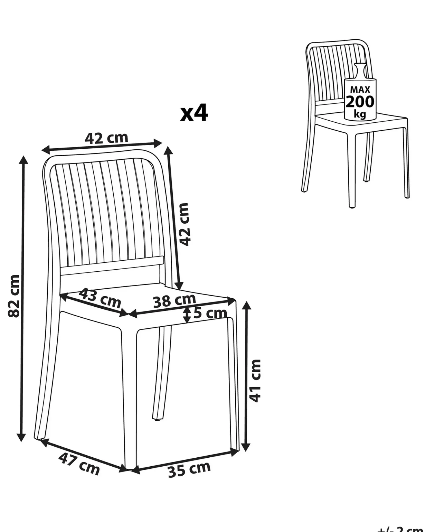 Set di 4 sedie da giardino SERSALE Materiale sintetico Bianco