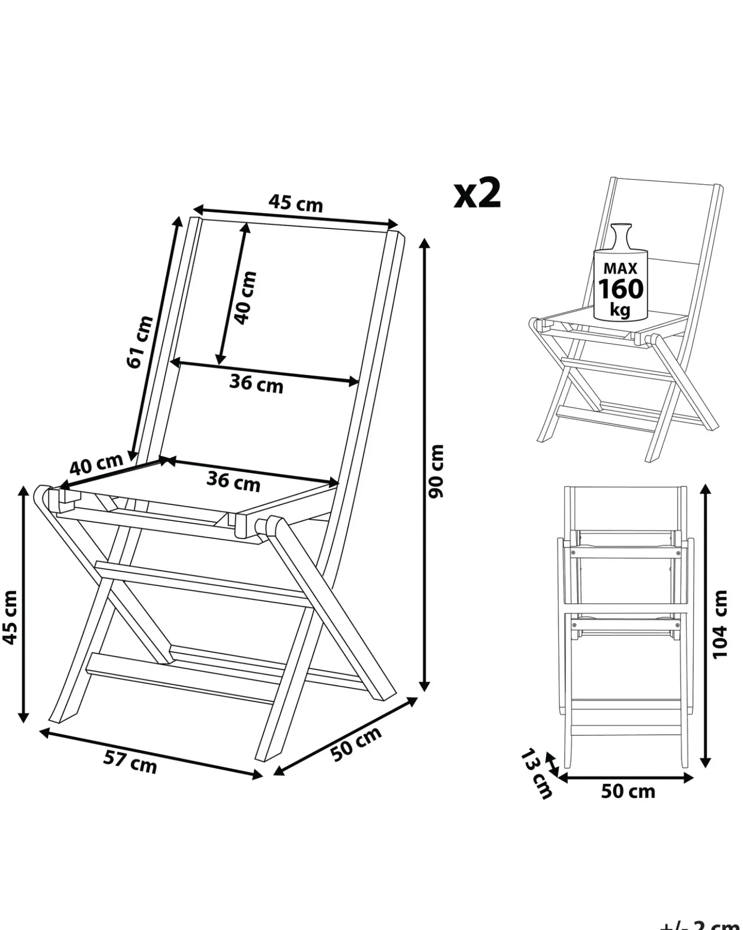Set di 2 sedie da giardino CESANA Legno d'acacia Marrone chiaro