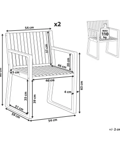 Set di 2 sedie da giardino con cuscini SASSARI PREMIUM Legno di acacia certificato Blu