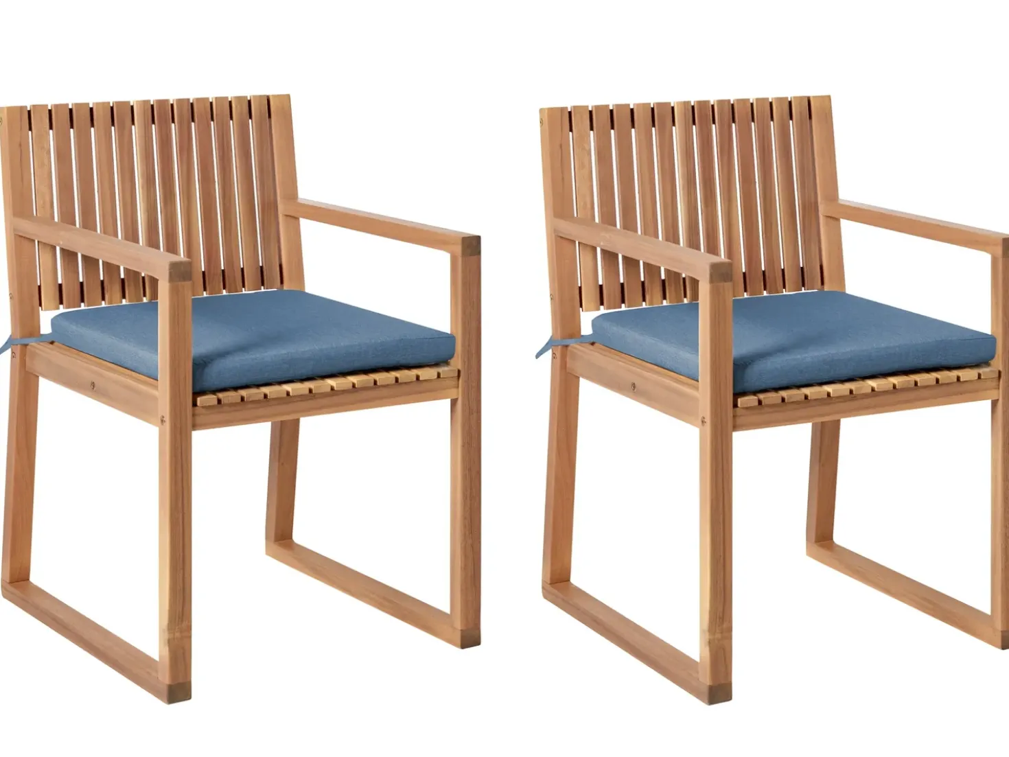 Set di 2 sedie da giardino con cuscini SASSARI PREMIUM Legno di acacia certificato Blu