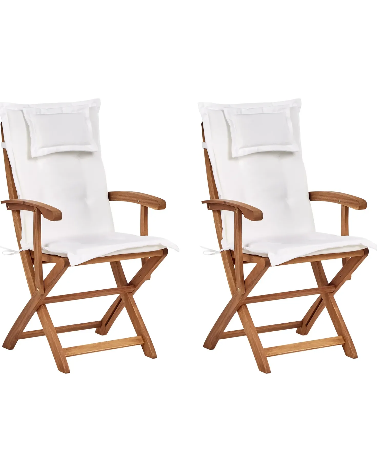 Set di 2 sedie da giardino con cuscini MAUI II Legno d'acacia Bianco sporco
