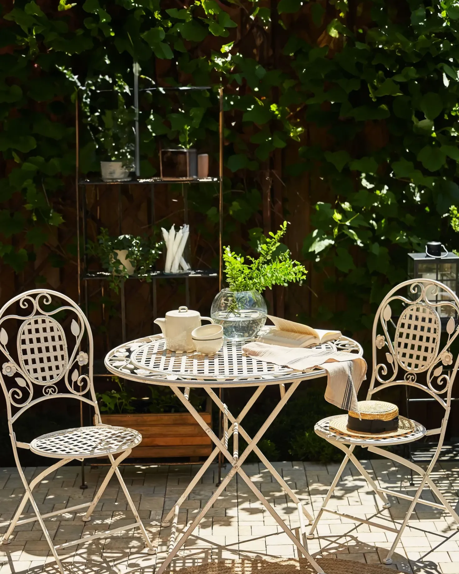 Set di 4 sedie da giardino BIVIO Pieghevole Metallo Bianco sporco