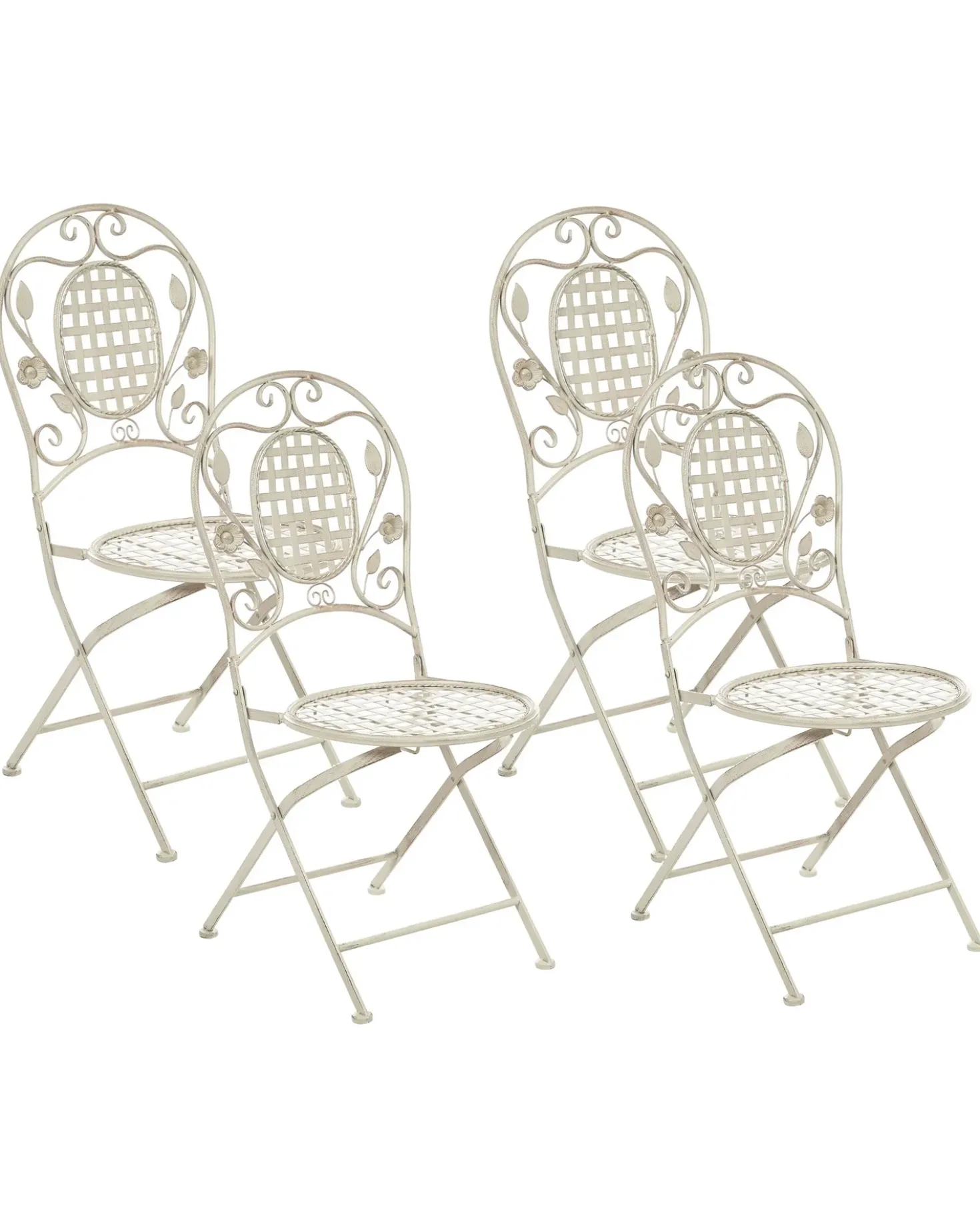 Set di 4 sedie da giardino BIVIO Pieghevole Metallo Bianco sporco