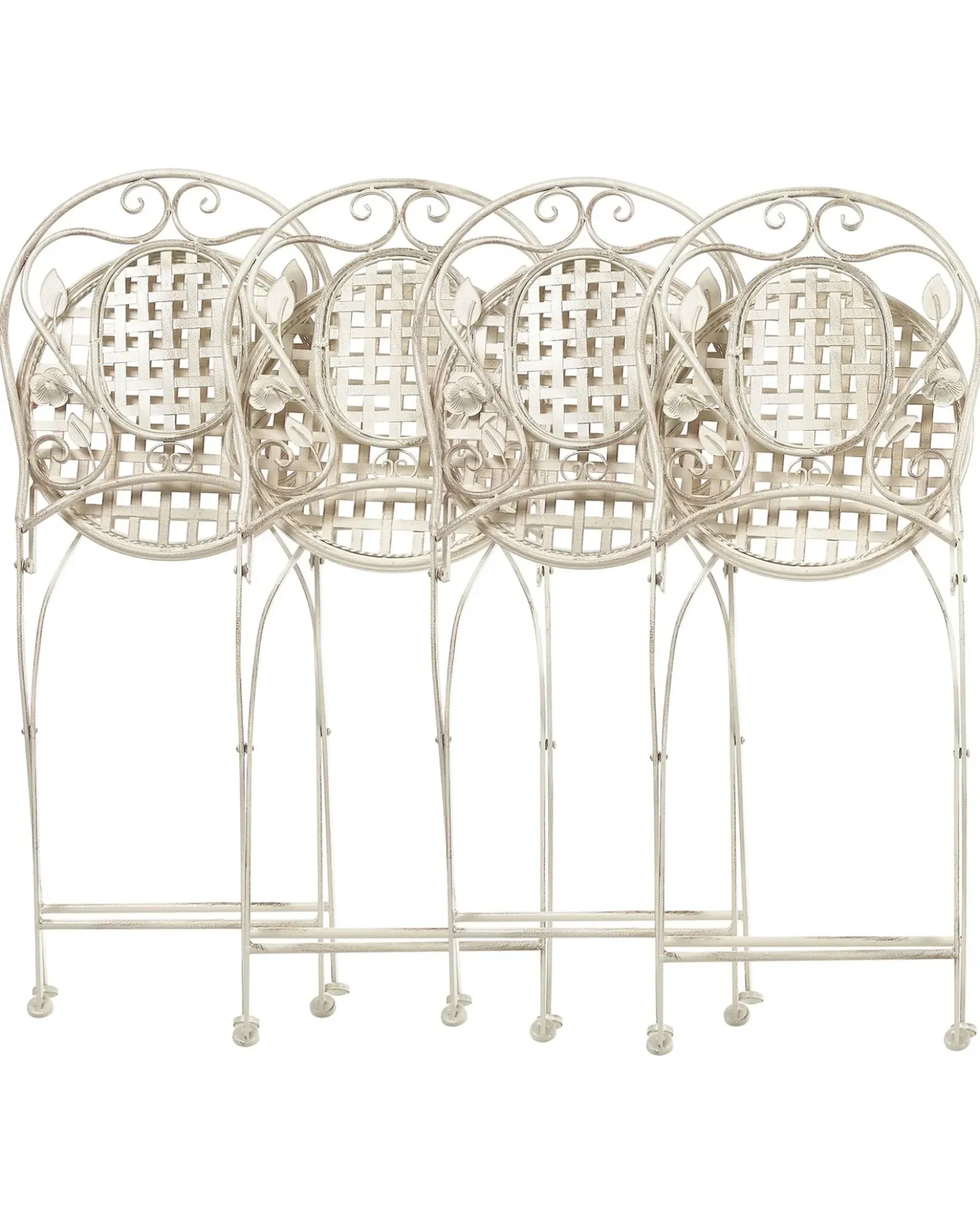 Set di 4 sedie da giardino BIVIO Pieghevole Metallo Bianco sporco