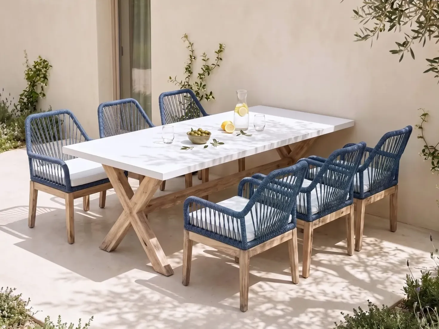 Set di 2 sedie da giardino con cuscini OLBIA Blu marino