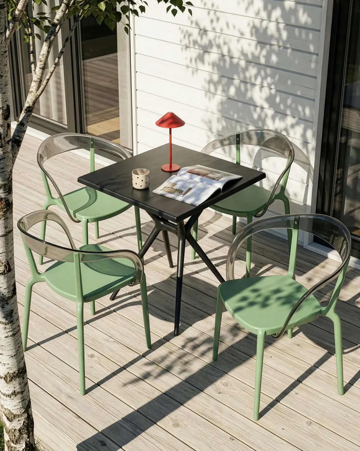Set di 4 sedie da giardino MALEVIZI Impilabile Verde