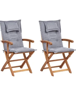 Set di 2 sedie da giardino con cuscini MAUI II Legno d'acacia Grigio