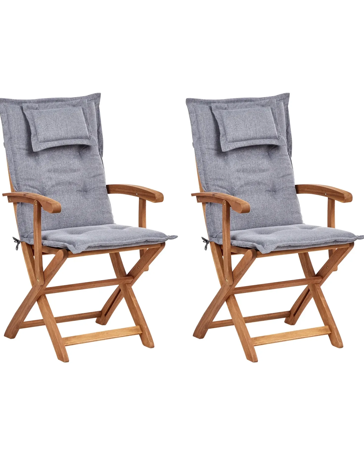 Set di 2 sedie da giardino con cuscini MAUI II Legno d'acacia Grigio