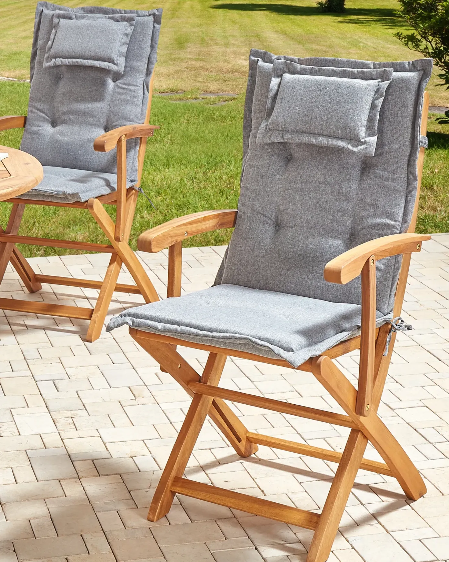 Set di 2 sedie da giardino con cuscini MAUI II Legno d'acacia Grigio