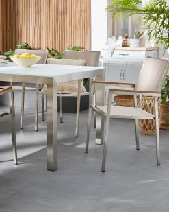 Set di 4 sedie da giardino GROSSETO Acciaio inox Beige